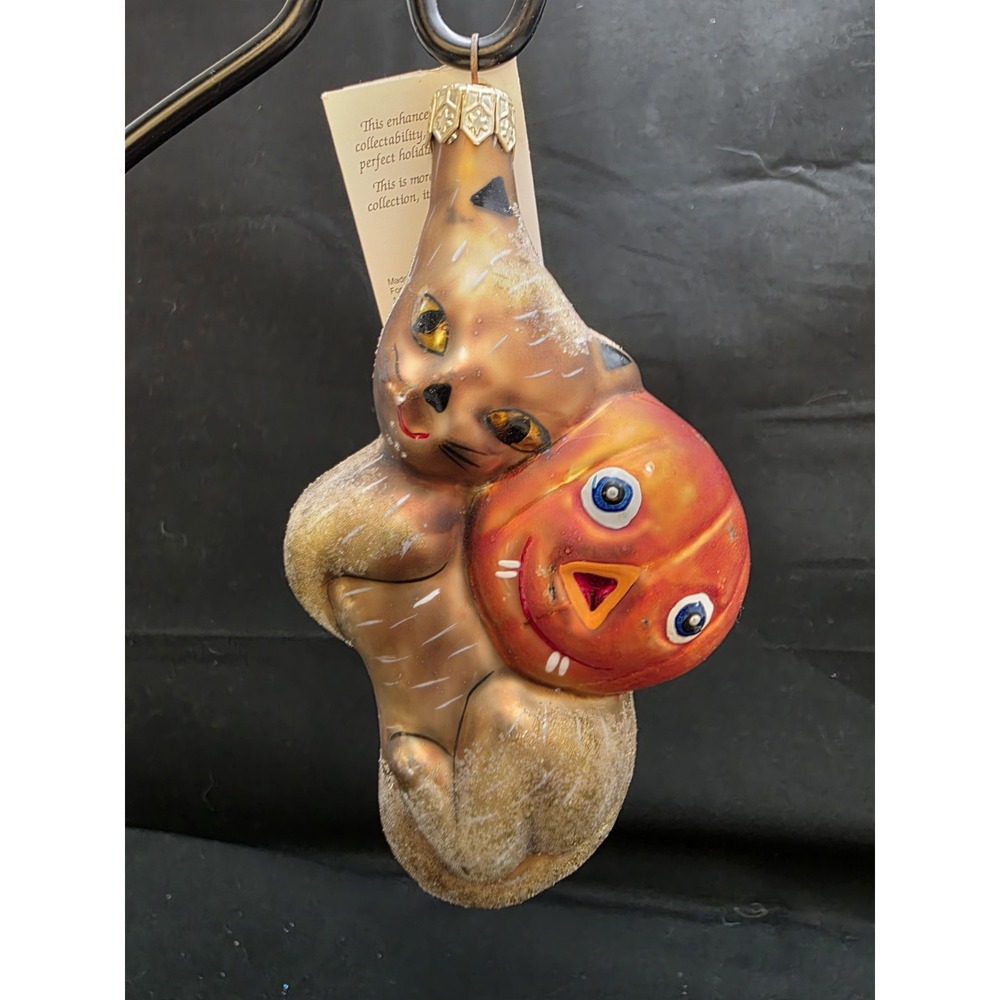 Christopher Radko Boo Boo Kitty 1995 Halloween Cat Pumpkin Ornament 4.5" Tag - Picture 1 of 14